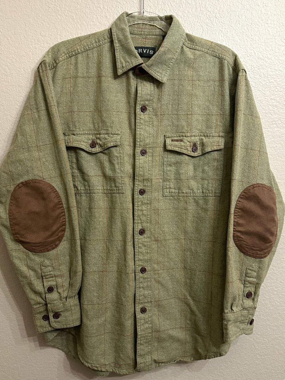 Orvis Fairbanks Green Plaid Flannel Button-Down Shirt